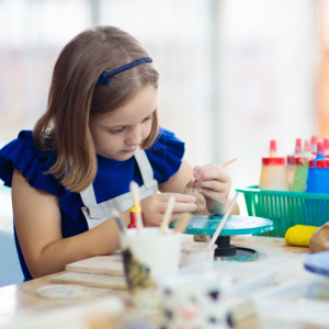 A girl crafting.
