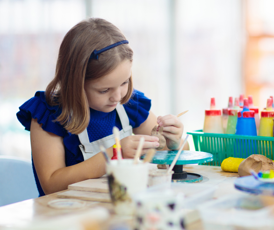 A girl crafting.