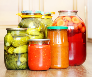 A stock image of preserved fruits and vegetables
