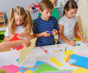 Kids making crafts