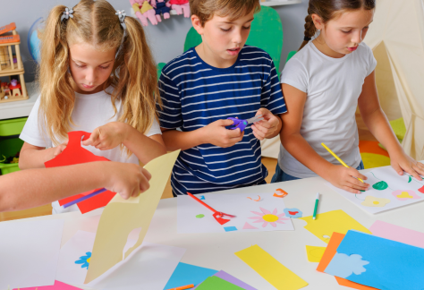 Kids making crafts.